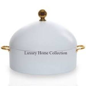 Casserole de table en cuivre 100% faite à la main au design martelé avec poignée et couvercle en métal - Product Image 3