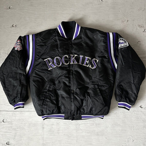 90s Vintage lourd Satin soie Bomber veste brodé Varsity Letterman College veste col montant OEM teint hiver hommes - Product Image 1