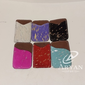 Tarjetero de cuero de vaca metálico para el cabello, tarjetero minimalista, tarjetero Delgado Unisex, billetera de bolsillo de cuero occidental - Product Image 1