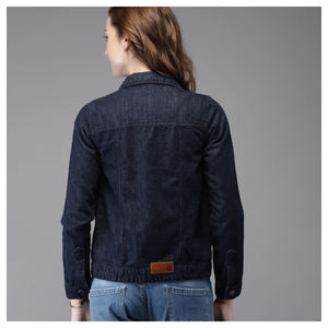 2025 <b>Women's</b> Long <b>Stretch</b> Cotton Winter Plain Denim Jacket Breathable Custom Made <b>Jean</b> Jacket Wholesale Finished Product - Product Image 5