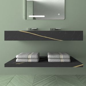Nero e dado venato Art pietra 120 cm pacchetto ninna nanna di 1 ripiano inferiore per Raiatea Console lavandino mensole bagno - Product Image 1
