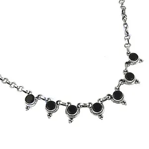 Collar de Cuentas de Plata 925 para Mujer con Piedra de Ónix Negro, Joyería de Moda - Product Image 3