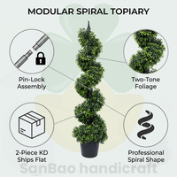 120cm Künstlicher Spiral-Topiary-Baum mit Milan-Blättern, Kunstpflanze für Innen- und Außendekoration