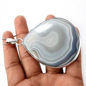 Pierre précieuse Onyx rayé naturel en argent sterling 925 en forme de larme superbe pendentif commande personnalisée conception de bijoux fabricant d'Inde - Product Image 4