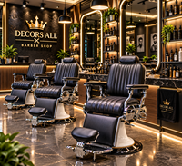 Fauteuil de Barbier DECORS ALL en Similicuir, Hauteur Réglable Hydrauliquement, Base Ronde, Mobilier de Salon Moderne, Usage Commercial pour Salon de Coiffure