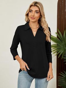 Chemises décontractées pour femmes - Anti-rides, respirantes, écologiques, séchage rapide, polaire, élasthanne/coton, unies, teintes, BD - Product Image 3