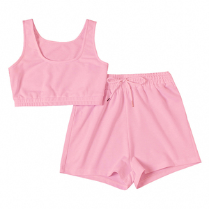 2025 Women's Custom Logo Two-Piece Casual Joggers <b>Set</b> High Quality Wholesale Crop <b>Top</b> <b>and</b> <b>Shorts</b> with Hoodie for Yoga - Product Image 1