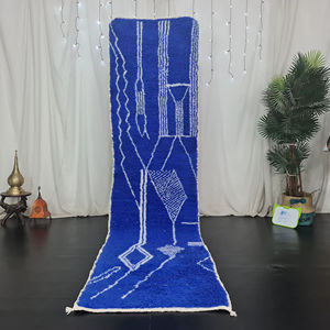 Alfombra de diseño moderno con patrón abstracto Beni Ourain, todos los tamaños personalizados disponibles, alfombra marroquí de lana blanca abstracta de proveedor indio - Product Image 1