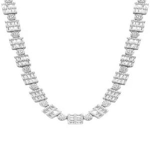 Hand Set Moissanite Stones Prong Cuban Link Chain Necklace Solid 925 Sterling Silver W/Rhodium Finish Diamond <b>Tester</b> - Product Image 1