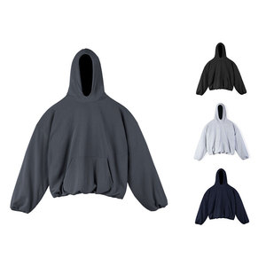 Sweat-shirt à capuche personnalisé avec logo, en coton lourd 500 g/m², sans cordon, coupe ample, double couche, streetwear, surdimensionné, en molleton vintage pour homme - Product Image 2