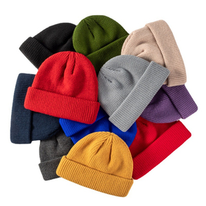 Automne hiver 2025 bonbon couleur Melon broderie personnalisable adulte tricoté chaud épais bonnet haut prix usine blanc concepteur - Product Image 2