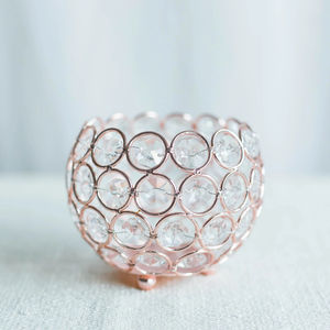 Porte-chandelier rond en or rose, perles de cristal de grande taille, support de lampe en T, support de vaisselle élégant pour décoration de mariage - Product Image 3