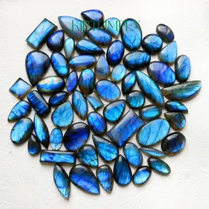 Fogo azul pedra labradorite cabochões a granel, para fazer jóias, polido à mão, por atacado, semi-precious stone cabos