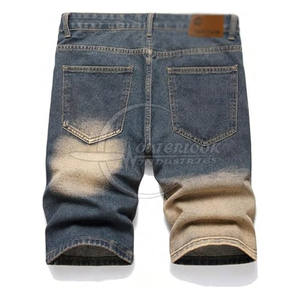 กางเกงยีนส์ขาสั้นผ้าฝ้ายของผู้ชายขาสั้นแบบแห้งเร็วระบายอากาศได้ดีสไตล์ลำลองยาวถึงเข่า - Product Image 2