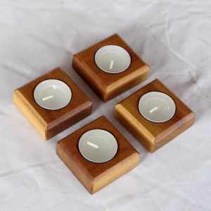 Portavelas de Madera Tradicional para Velas de Té, Decoración de Pascua para el Hogar, Estilo Rústico, Hecho a Mano, Resistente al Calor, para Mesa de Templo Sagrado - Product Image 3