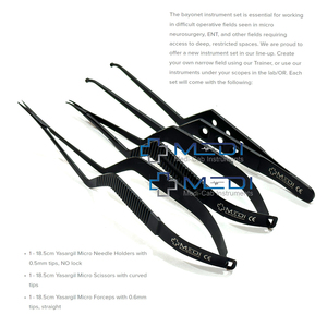 यासरगिल माइक्रो संदंश और बायोनेट के आकार के कैंची स्टील मैनुअल पुनः प्रयोज्य न्यूरोसर्जरी कामियामा माइक्रोसर्जरी उपकरण - Product Image 1