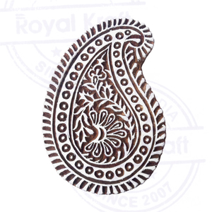 แสตมป์พิมพ์ลายเอเชียรูปทรง Paisley บล็อกไม้ขนาดใหญ่สินค้า1ชิ้น - Product Image 2