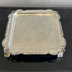Square Shape Aluminum And Brass Serving Tray Ideal For Presenting Desserts <b>Sweets</b> And Snacks During <b>Parties</b> - Product Image 1
