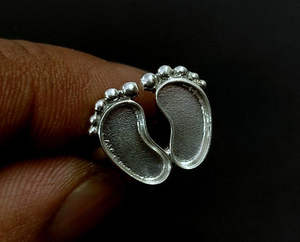 Bague pour femme en argent sterling 925 massif, base de bézel vierge avec empreinte de patte de bébé, plaquée or 14 carats, bijoux écologiques sans plomb ni nickel - Product Image 6
