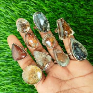 Wholesale 925 Silver plated Bulk Garden Quartz <b>Rings</b> Trendy Fashionable <b>Crystal</b> Gemstone Wedding Jewelry Party Suitable - Product Image 1