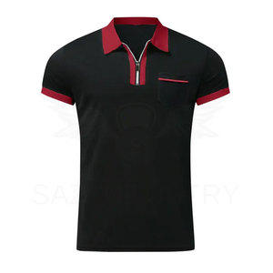 Polo bordado de algodón para hombre, camisa de manga corta con cuello de cremallera, talla grande - Product Image 1