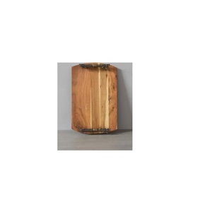 Plateau de service en bois de luxe plateau de service de collations de nourriture élégante avec poignée en métal plateau en bois de thé de café fini personnalisé - Product Image 1