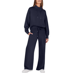 Pull-over pour hommes, ensemble 2 pièces teints, couleur unie, survêtement de jogging personnalisé pour femmes, survêtement personnalisé pour femmes, baggy évasé et ample - Product Image 3