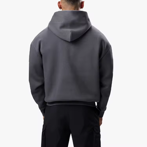 Nouveauté 2026 : Sweat à capuche pour homme, coupe oversize et carrée, 500 g/m², lourd, vierge, avec demi-fermeture éclair, personnalisable avec logo brodé, basiques - Product Image 2