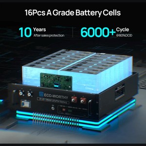 LiFePO4 5.12kWh 51.2V IP66แยกเซิร์ฟเวอร์แบตเตอรี่ที่มีบลูทูธสามารถไฮบริดรองรับกริด - Product Image 4