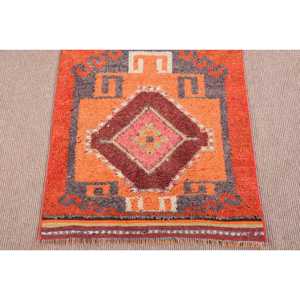 Turkish <b>Runner</b> <b>Rug</b>, 2.9x10.8 ft Vintage <b>Rug</b>, Orange Ombr Wool <b>Rug</b> - Product Image 5