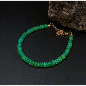 AAA+ Green Ethiopian Opal <b>Beaded</b> <b>Bracelet</b> Bohemian Charm Gold Plated Ball Number for Gift Pearl As Main Stone - Product Image 2