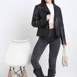 Venta al por mayor chaqueta de cuero de moda de las mujeres chaqueta de cuero de la PU de alta calidad chaqueta de cuero - Product Image 3