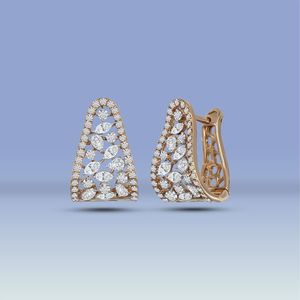 Trendy Oval Hoop Lab Grown Diamond Earring With 18k Yellow Gold Plated IGI Certified Casual Wear American Diamond - Product Image 1