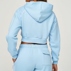 Survêtement décontracté bleu ciel à logo personnalisé très demandé pour femmes, vêtements d'extérieur, streetwear écologique, ensemble d'hiver pour femmes - Product Image 4