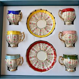 Tazza di caffè turco scalinata rosa 12 pezzi per 6 persone