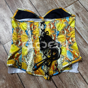 Corset de sublimation imprimé serpent cobra jaune, grande taille, avec armatures en acier et bonnets à armatures, vente en gros - Product Image 6