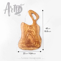 Planche à découper en bois d'olivier avec poignée - 2 cm d'épaisseur |   Planche de service et de découpe tunisienne |   Gravure de logo personnalisée