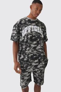 Haute qualité surdimensionné col étendu béton imprimé T-shirt & ensemble court T-shirt & Shorts ensemble hommes décontracté Twin ensembles séchage rapide ensemble - Product Image 3