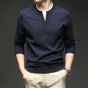 High demand Mens <b>Brown</b> Contrast Collar Casual Knit Pullover - Product Image 4