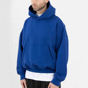 Sweat à capuche pour hommes de haute qualité personnalisé 460 GSM coton éponge français sans ficelle blanc gris chiné poids lourd coupe courte Boxy Fit - Product Image 2