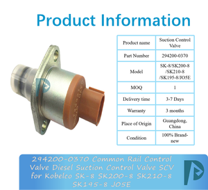 Válvula de Control de Succión SCV para Motor Diésel Common Rail 294200-0370, Repuestos para Excavadora SK-8 SK200-8 SK210-8 SK195-8 J05E - Product Image 3