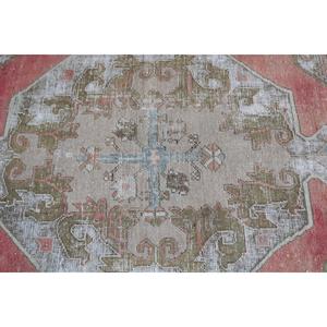 Tapis vintage 3,1x6,1 pieds, tapis turc d'appoint, tapis en laine abstrait rouge-brun - Product Image 5