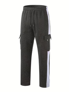 Men's Lightweight Cargo Jogger Pants Drawstring Waist Straight Leg Color Block Casual Running Breathable Quick Dry Trousers - Product Image 2