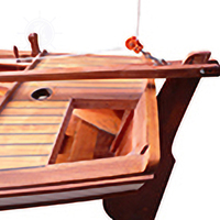 Bateau à voile en bois Alaska Premium pour la pêche et le canoë, 3 places, type sit-on-top, plus de 4 m de long