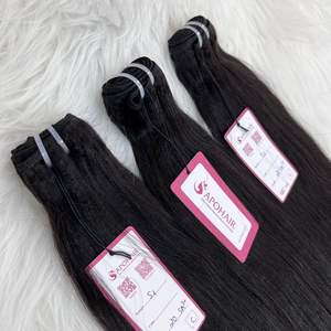 Qualité de luxe 100% Remy Top Extensions de cheveux humains 20 pouces cheveux de Machine de trame de couleur naturelle droite - Product Image 2