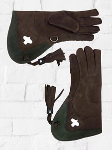 Los mejores guantes de cetrería en material de cuero duradero amarillo y negro para trampa para animales - Product Image 5