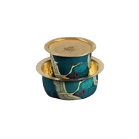 Ensemble de Dabara en Laiton PURI avec Petite Cuillère 200ML Finition Brillante Ensemble de Café Filtre Indien du Sud Qualité d'Exportation Artisanat Indien Traditionnel