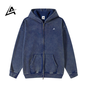 Sweat à capuche oversize en molleton épais 100% coton de haute qualité pour homme Aifran Sports, personnalisable avec logo, fermeture éclair - Product Image 2