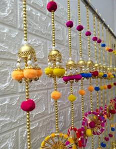 ที่แขวนติดผนังตกแต่งลายดอก Pom Pom chakri สมบูรณ์แบบสำหรับฉากหลังงานแต่งงานเวทีที่หรูหราการตกแต่งกิจกรรมพิเศษ Mandir - Product Image 5