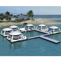 Personnalisé Sports Nautiques DWF Gonflable Flottant Tente Plate-Forme Air Ponton Cabana Canapé Eau Salon Radeau Gonflable Dock Île